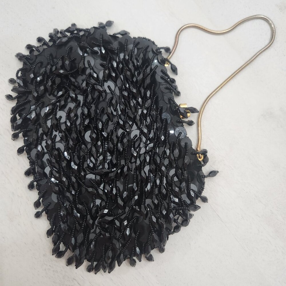 Vintage Black Beaded/Sequin Evening Clutch